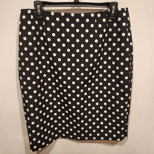 Kasper Women's Black & White Polkadot Lined Pencil Skirt 8 Petite Career Retro